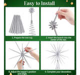 13.8 Inch Silver Christmas Burst Tree Topper Glittered 3D Burst Plastic Tree Top - Image 3