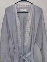 Eileen West Blue and White Seersucker Gingham Short Robe - Image 3