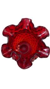 Fenton Ruby Red Hobnail Ruffled Vase - Image 7