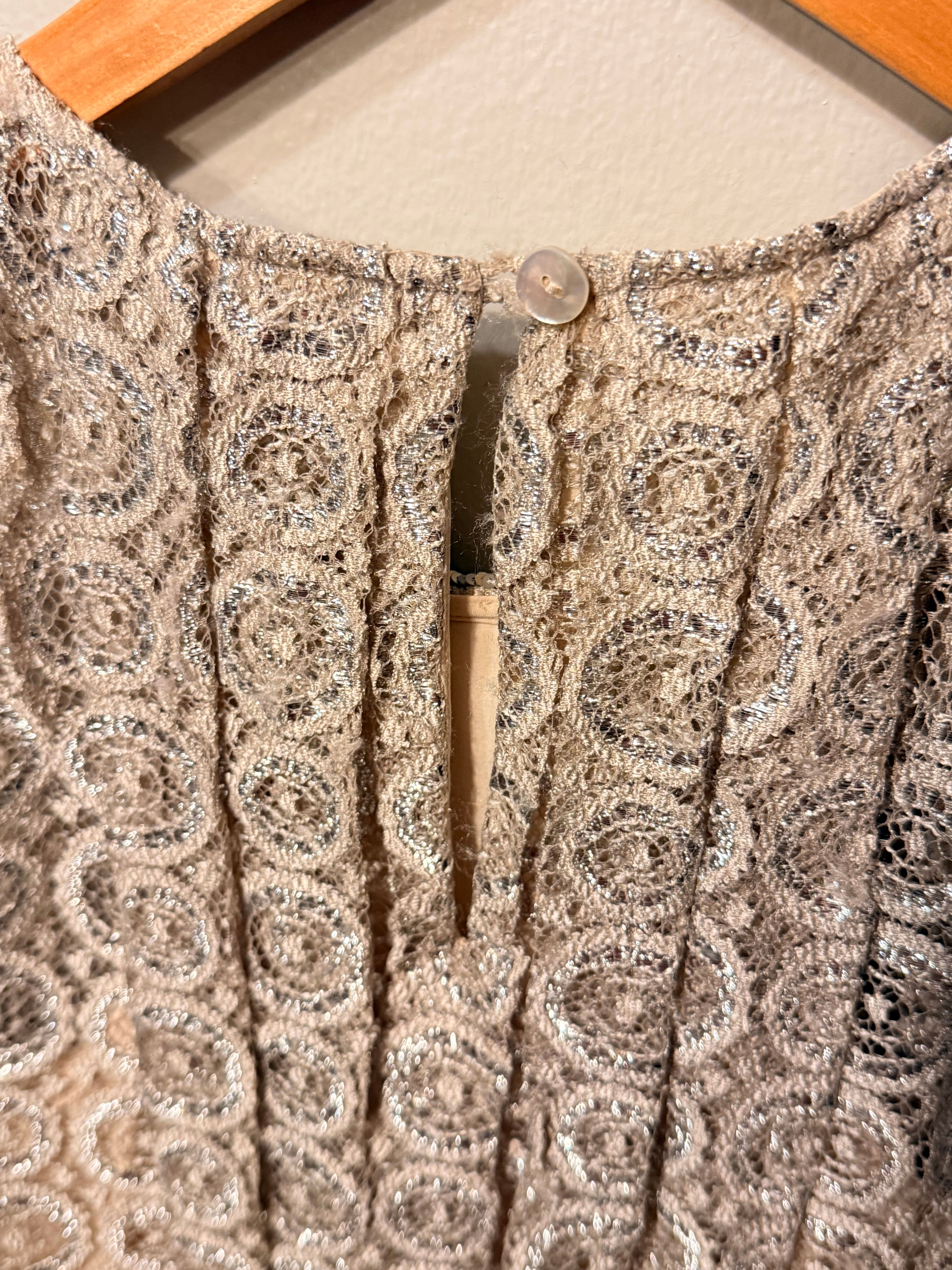 Anthropologie Silver & Gold Lace Dress - Image 7