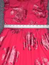 Three pink hearts  Girls Red Floral Ruffle Dress - Image 3