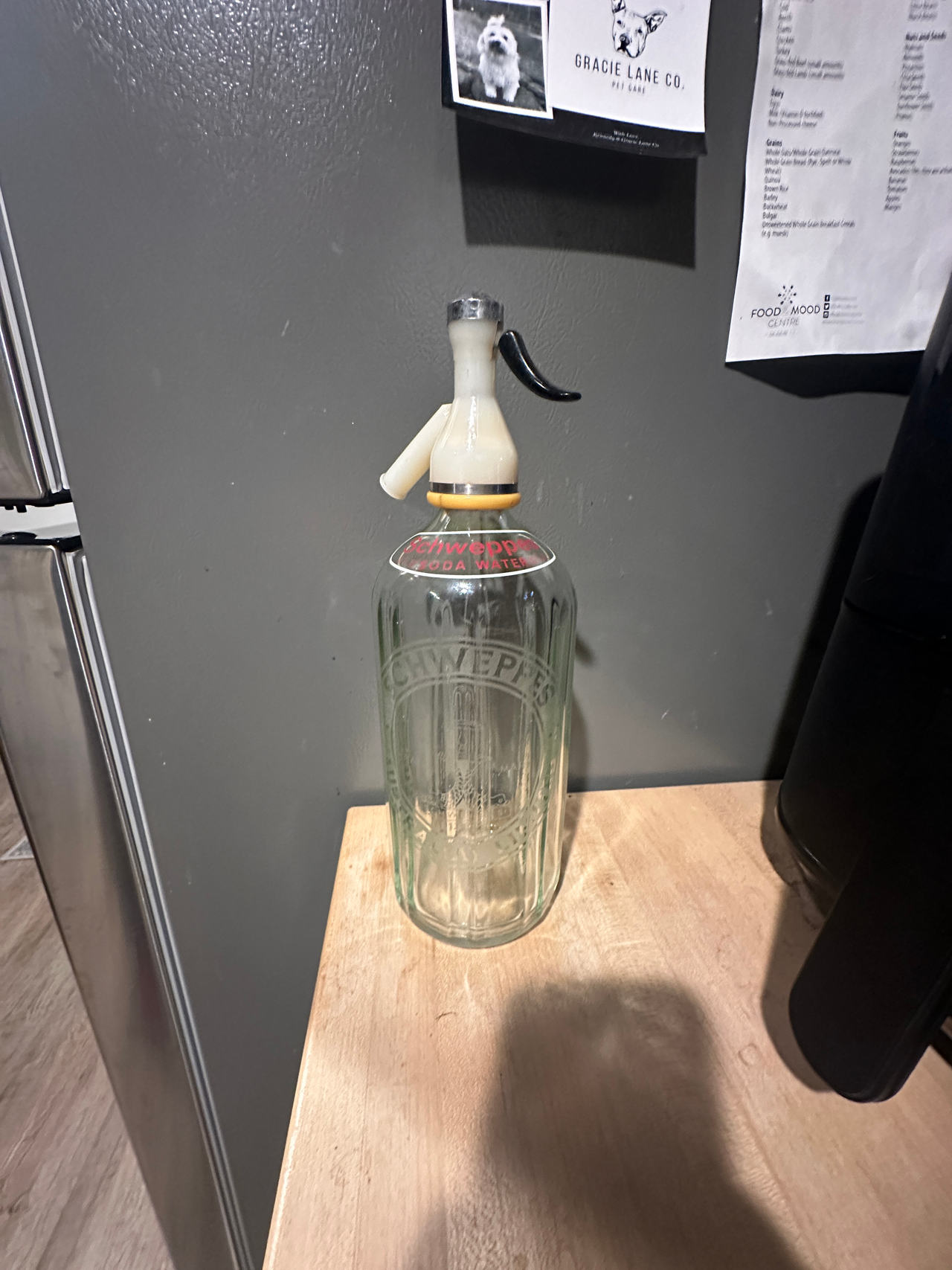 Vintage Glass Seltzer Bottle Soda water Schweppes 