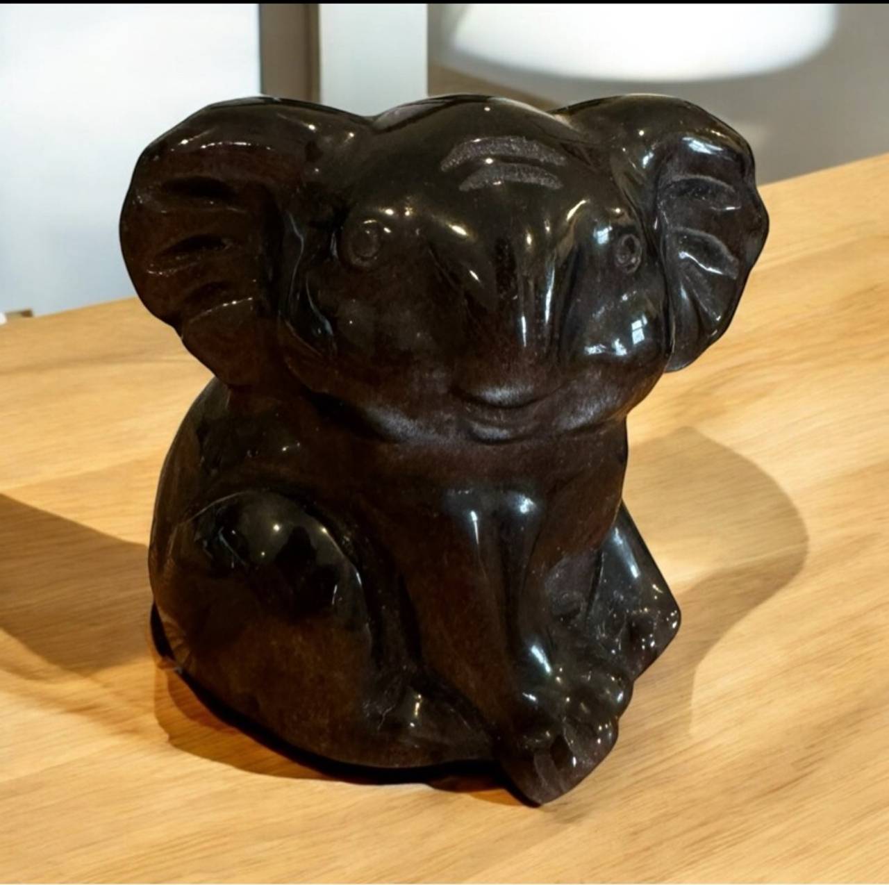 Hand Carved Koala Black Obsidian Figurine