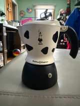 Bialetti Mukka Express Cow Print Stovetop Cappuccino Maker - Image 1