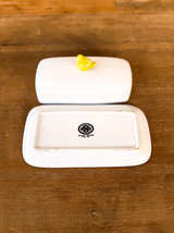 Vintage White Ceramic Butter Dish with Yellow Chick Knob - Image 3