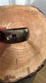 Hammered Silver Tone Bangle Bracelet 1" Wide / 10" Round - Image 2