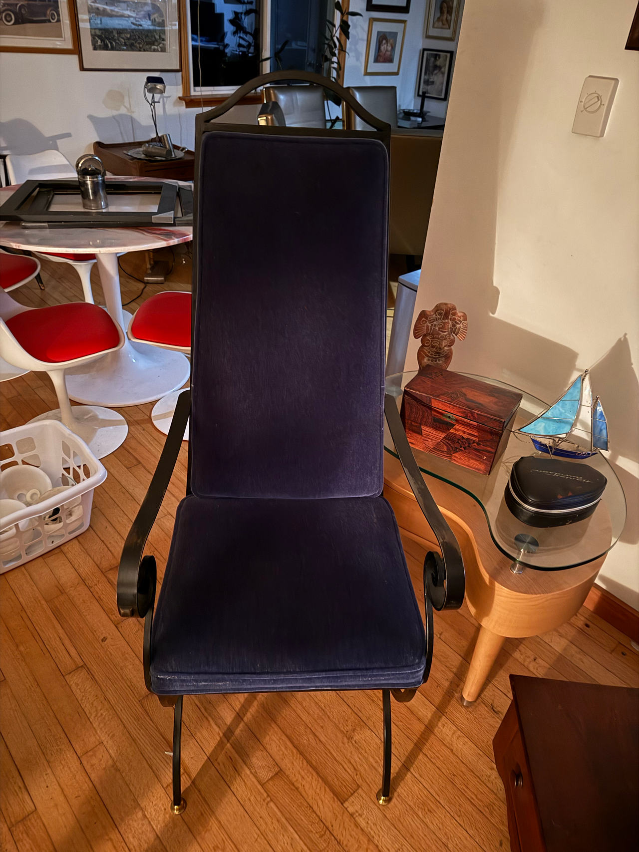 Woodard Wrought Iron High Back Lounge Chair