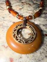 Coldwater Creek Amber-Tone Beaded Pendant Necklace - Image 2