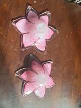 Vintage Pink and White Murano Style Art Glass Flower Bowls - Pair - Image 4