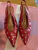 Next Forever Comfort Red Studded Slingback Heels - Image 7