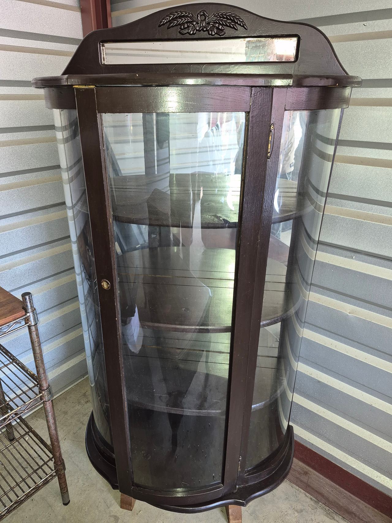 Antique Curved Glass China Cabinet