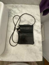 ROOTS Small Black Leather Crossbody Bag - Image 1