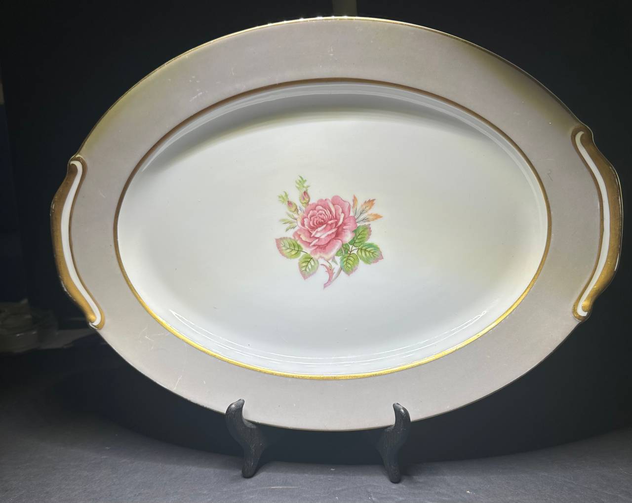 Vintage Porcelain Rose Serving Platter