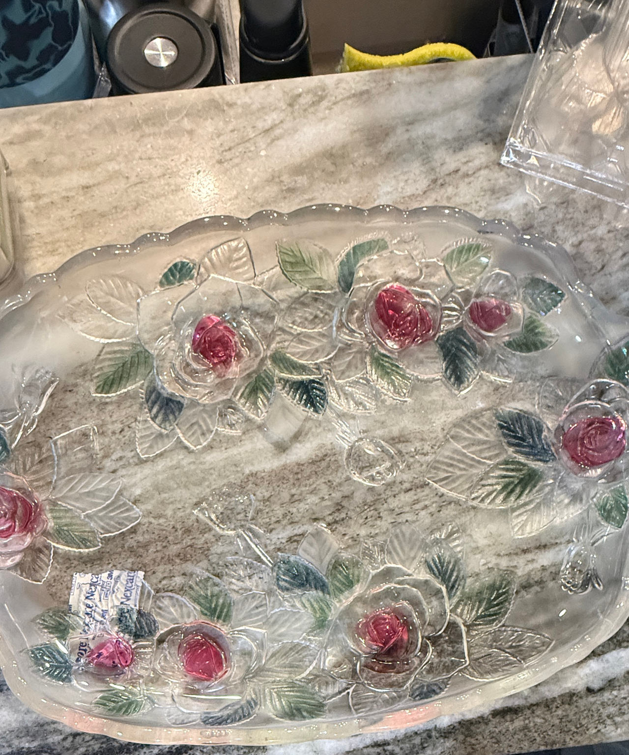 Mikasa Walther Glass Rose Platter