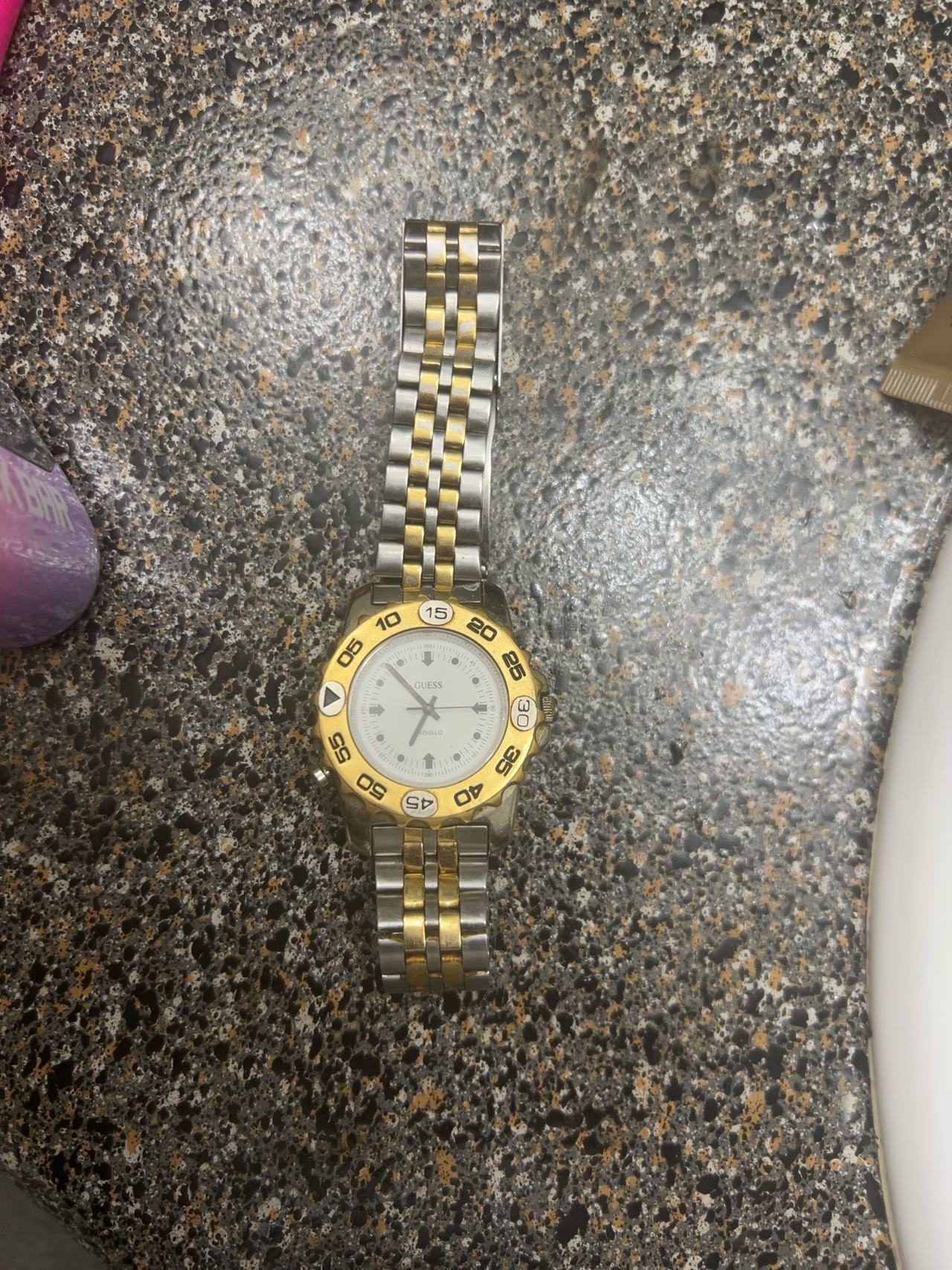 Guess Vintage Two-Tone Men's Watch Silver/Gold