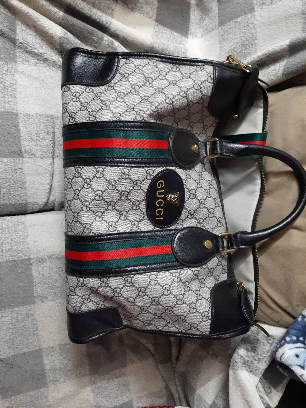 Gucci GG Supreme Web Boston Bag