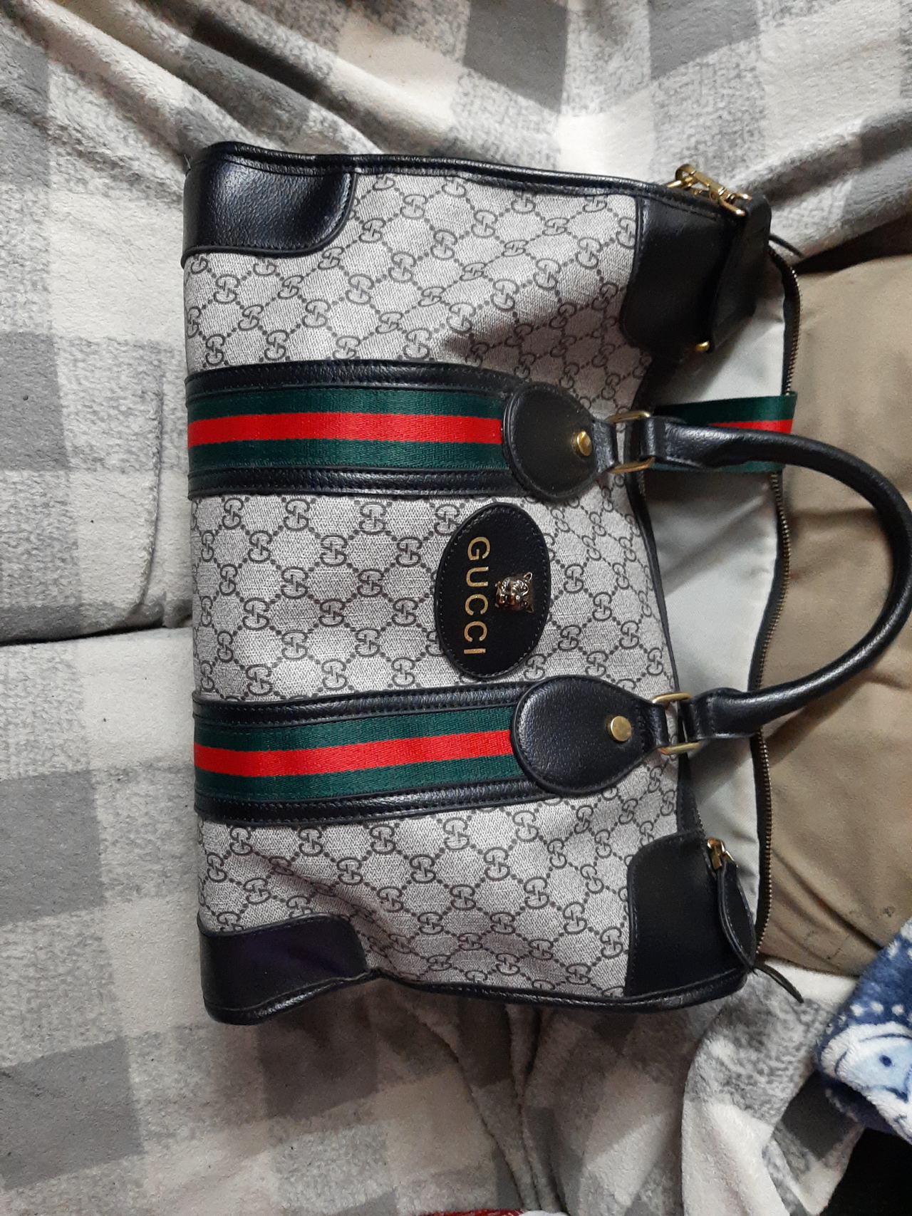 Gucci GG Supreme Web Boston Bag
