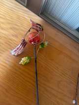 RCS Gifts Solar Garden Stake with Orange Glass Cardinal - Image 3