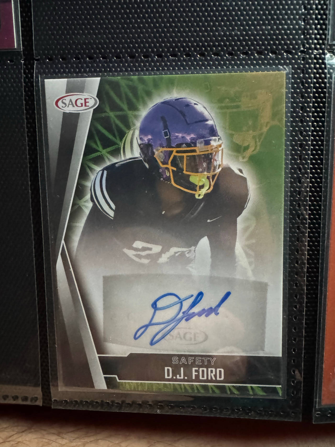 SAGE Autographed Football Card