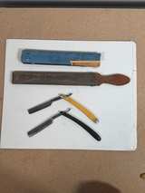 Emerson Elastic Razor Strop with Vintage Straight Razors - Image 6