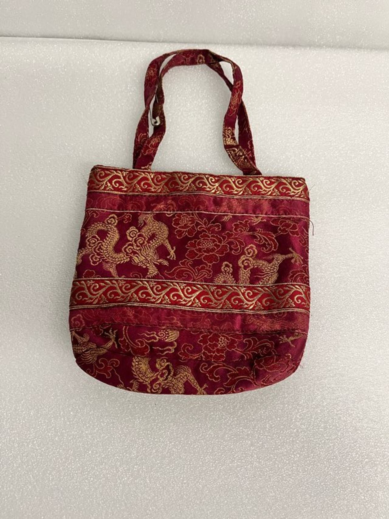 Chinese Silk Brocade Dragon Tote Bag