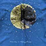 Zara Girls Shirt Size 8 Long Sleeve Sequin Tee Blue Gold Moon  - Image 3
