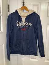 Hollister Faux Fur Lined Full Zip Hoodie Navy Large Winter Cozy Y2K - Image 1