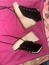 Black Lace-Up Platform Wedge Sandals - Image 4