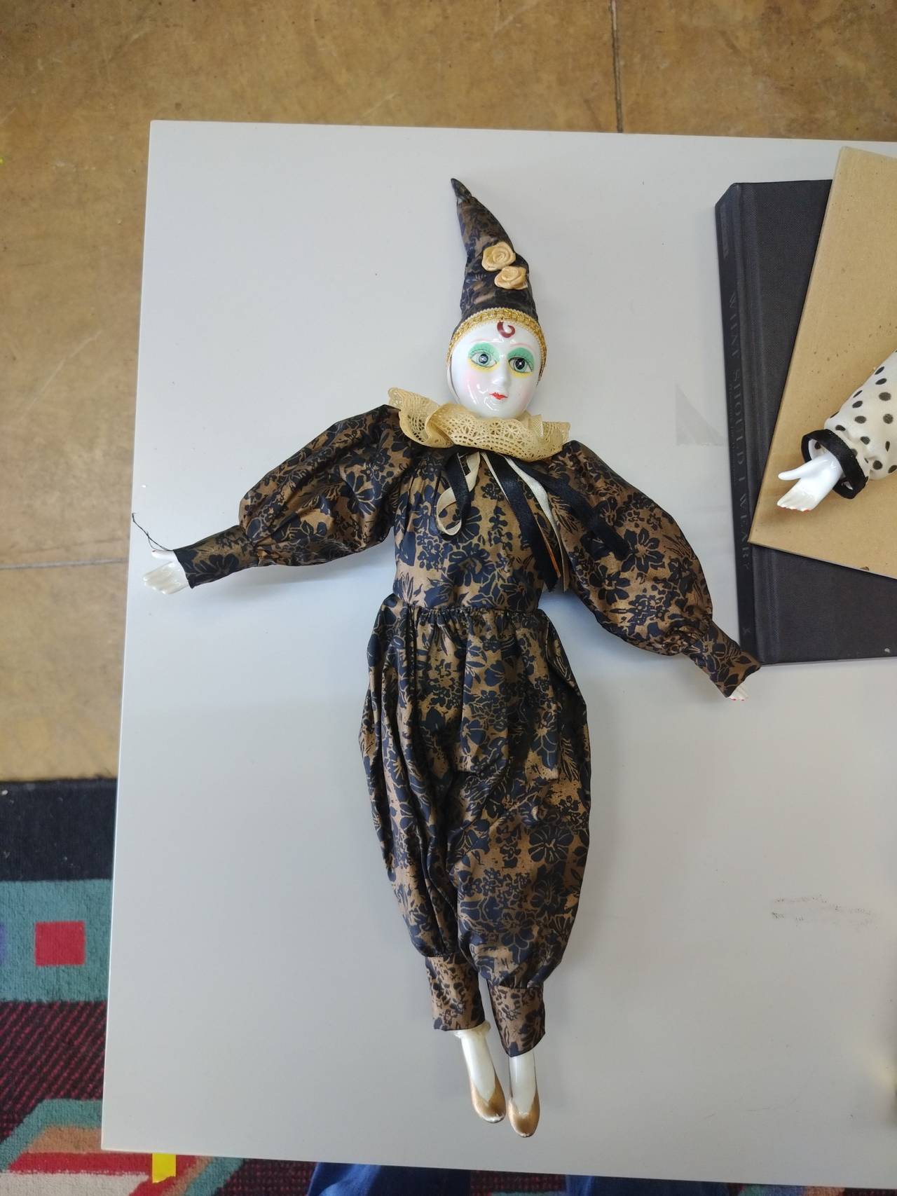 Vintage Porcelain Harlequin Clown Doll