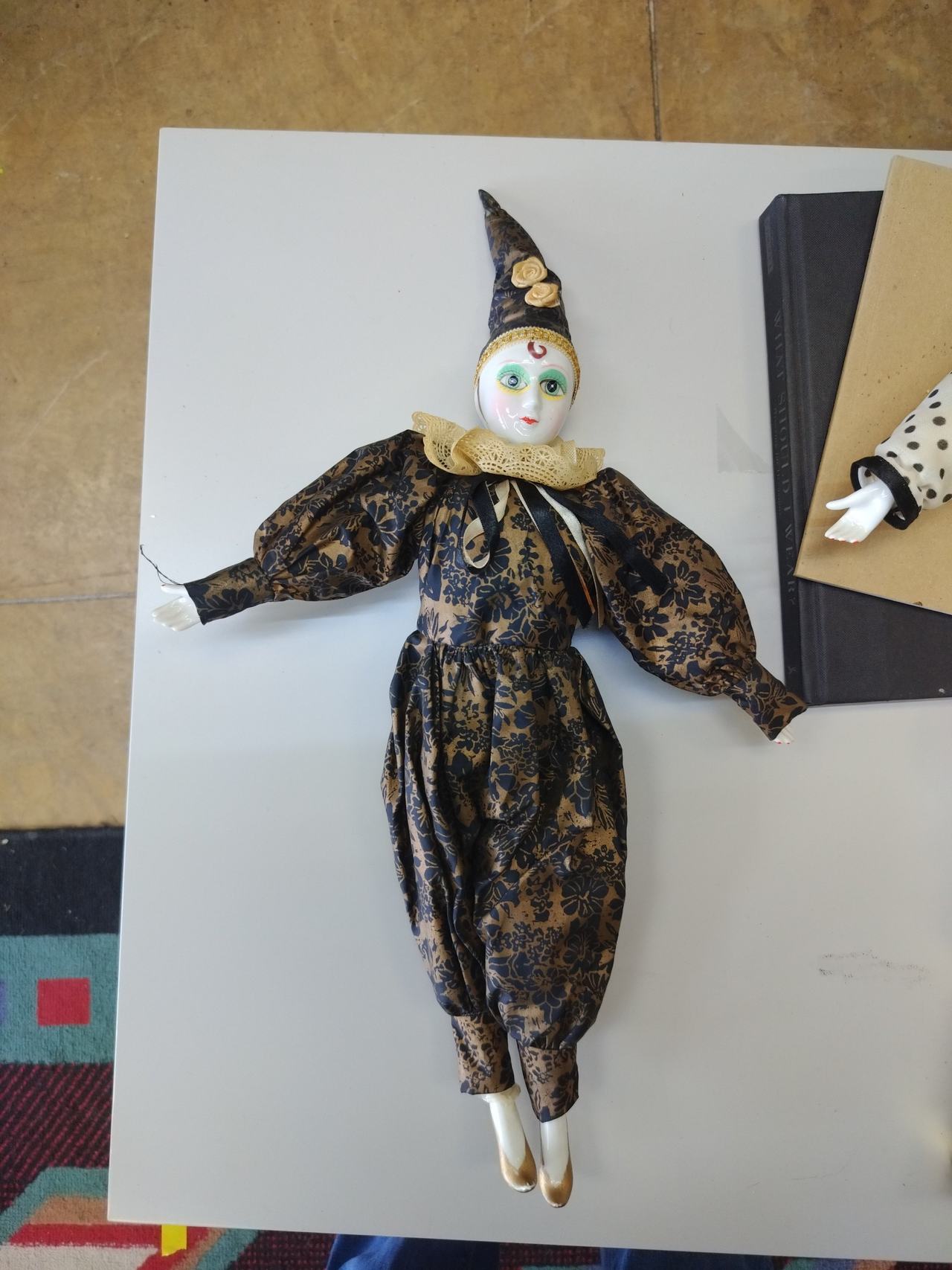 Vintage Porcelain Harlequin Clown Doll