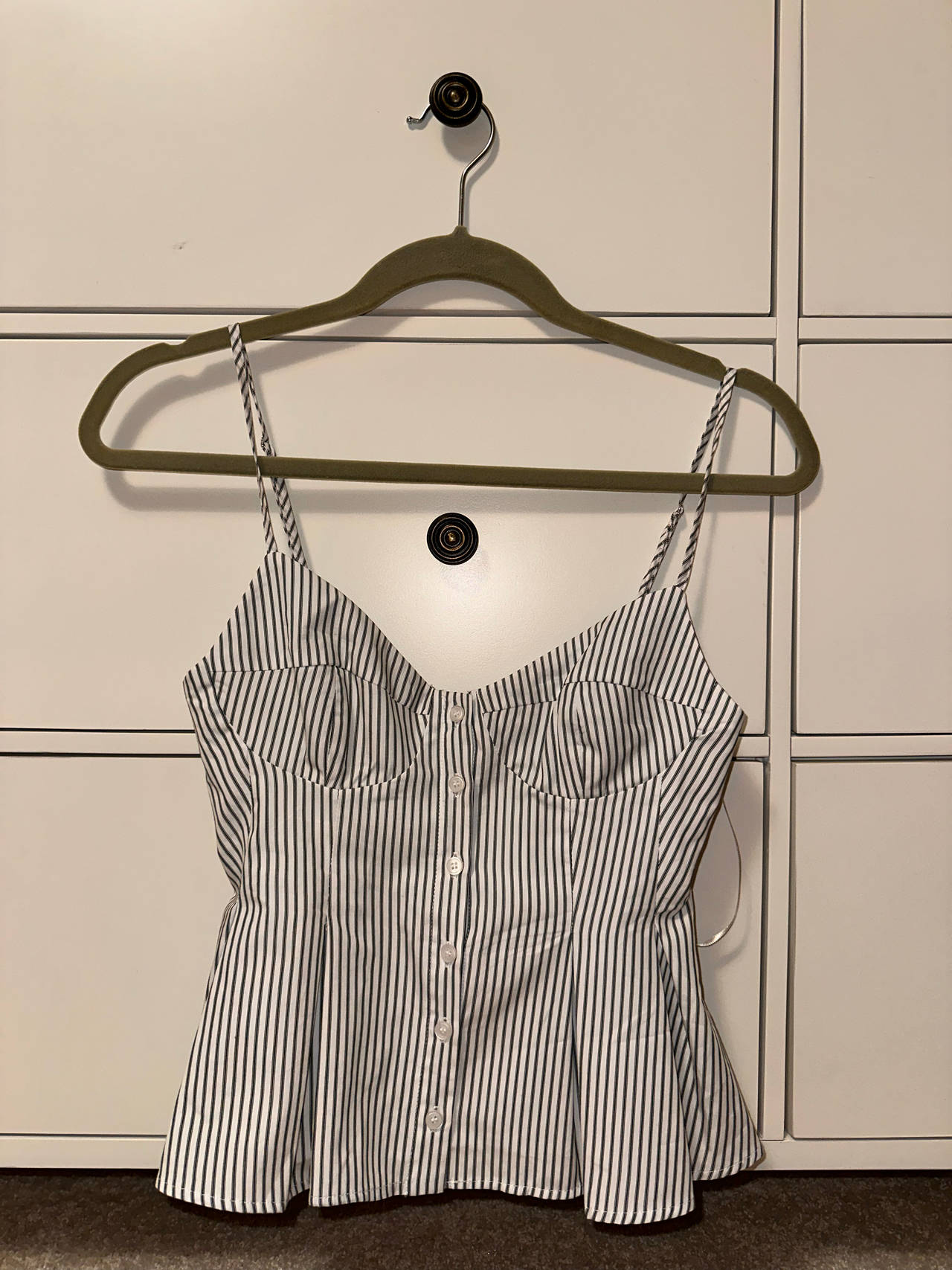 Zara Striped Button-Front Bustier Top