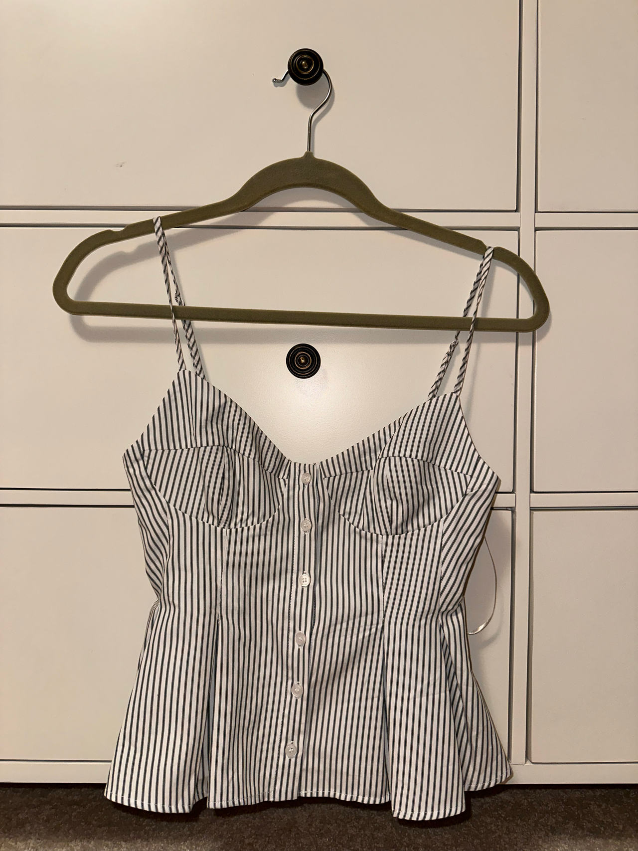 Zara Striped Button-Front Bustier Top