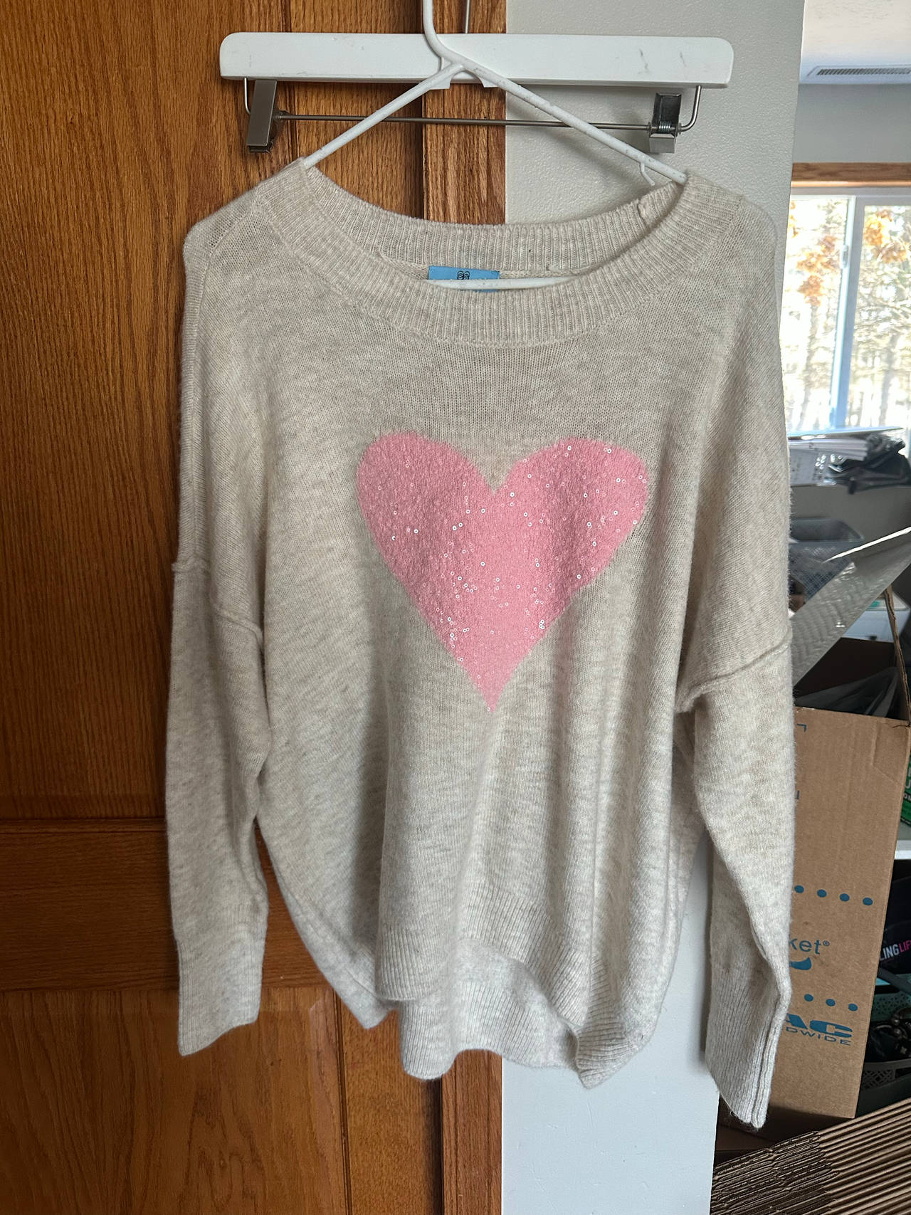 CeCe Sequin Heart Sweater
