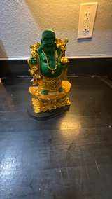 Laughing Buddha Statue with Gold Robes and Money Base - Image 3