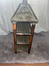 Vintage Pagoda Style Bamboo and Wicker 3-Tier Shelf - Image 5