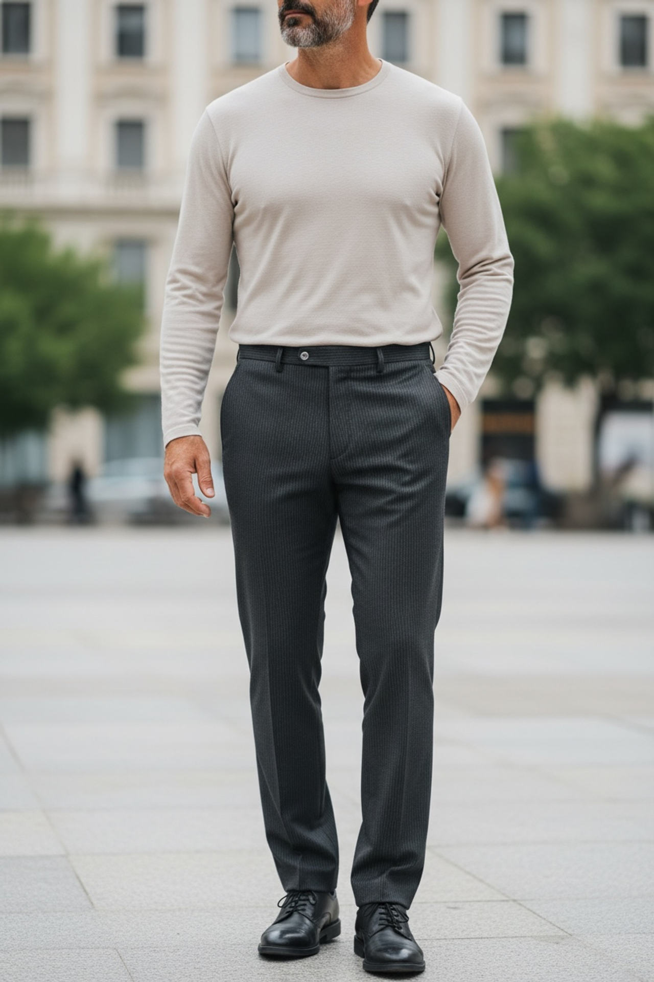 H&M Men's Slim Fit Pinstripe Dress Pants