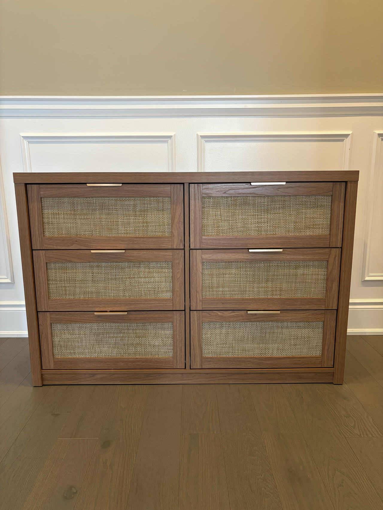 6-Drawer Dresser with Woven Rattan Fronts