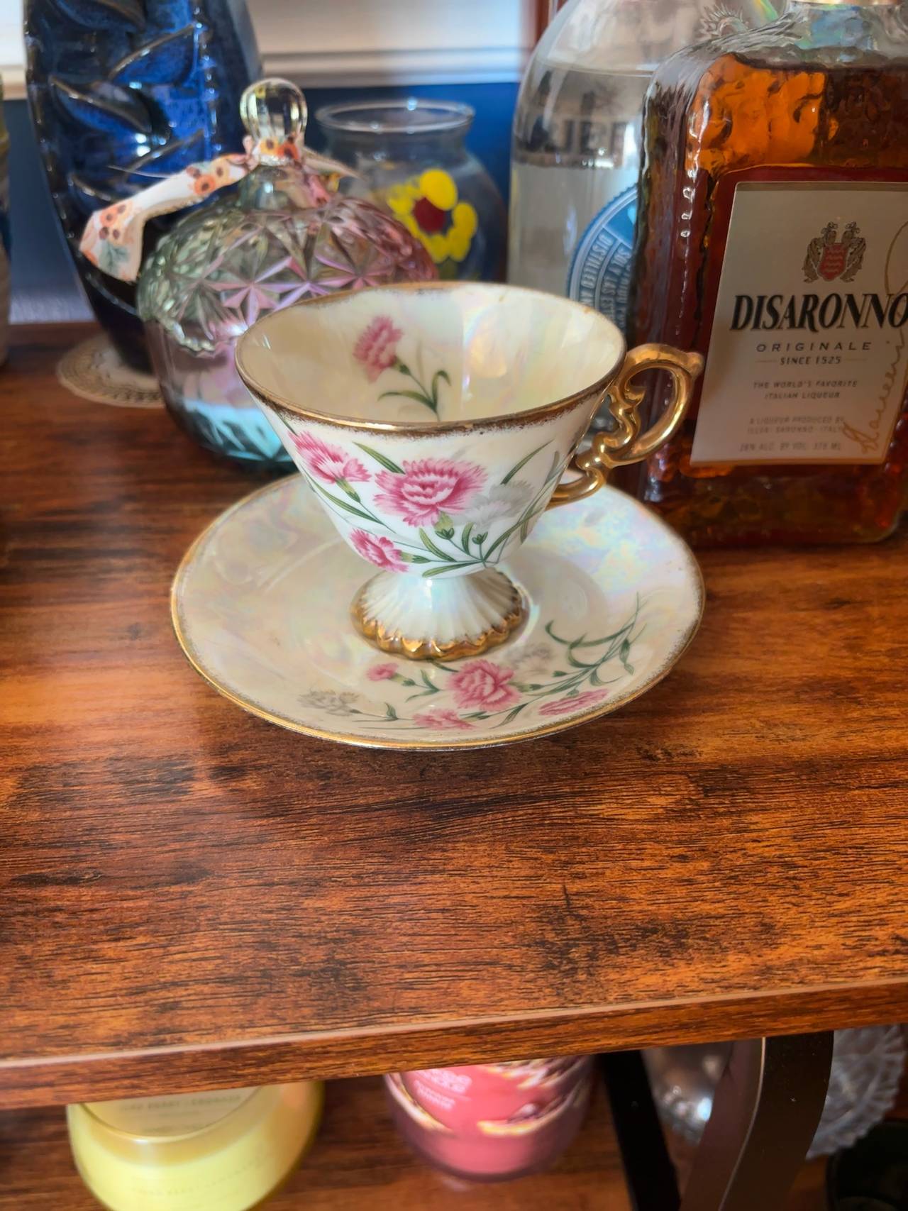 Norleans January Carnation Flower of the Month Teacup & Saucer