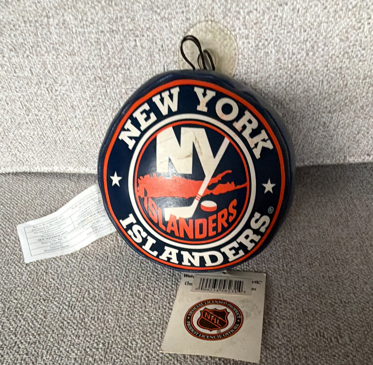 New York Islanders Plush Puck Window Car Cling Hang Hockey Puck