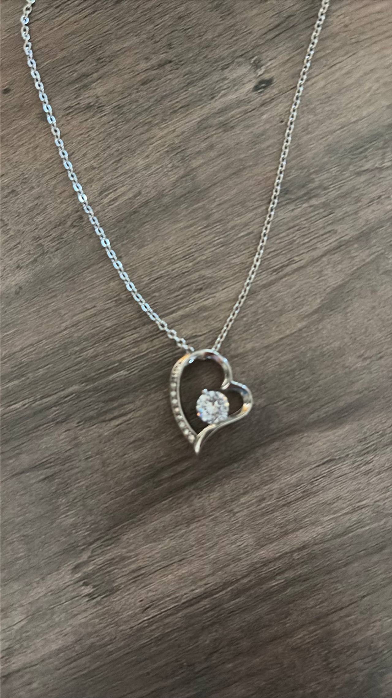 Sterling Silver Cubic Zirconia Heart Pendant Necklace