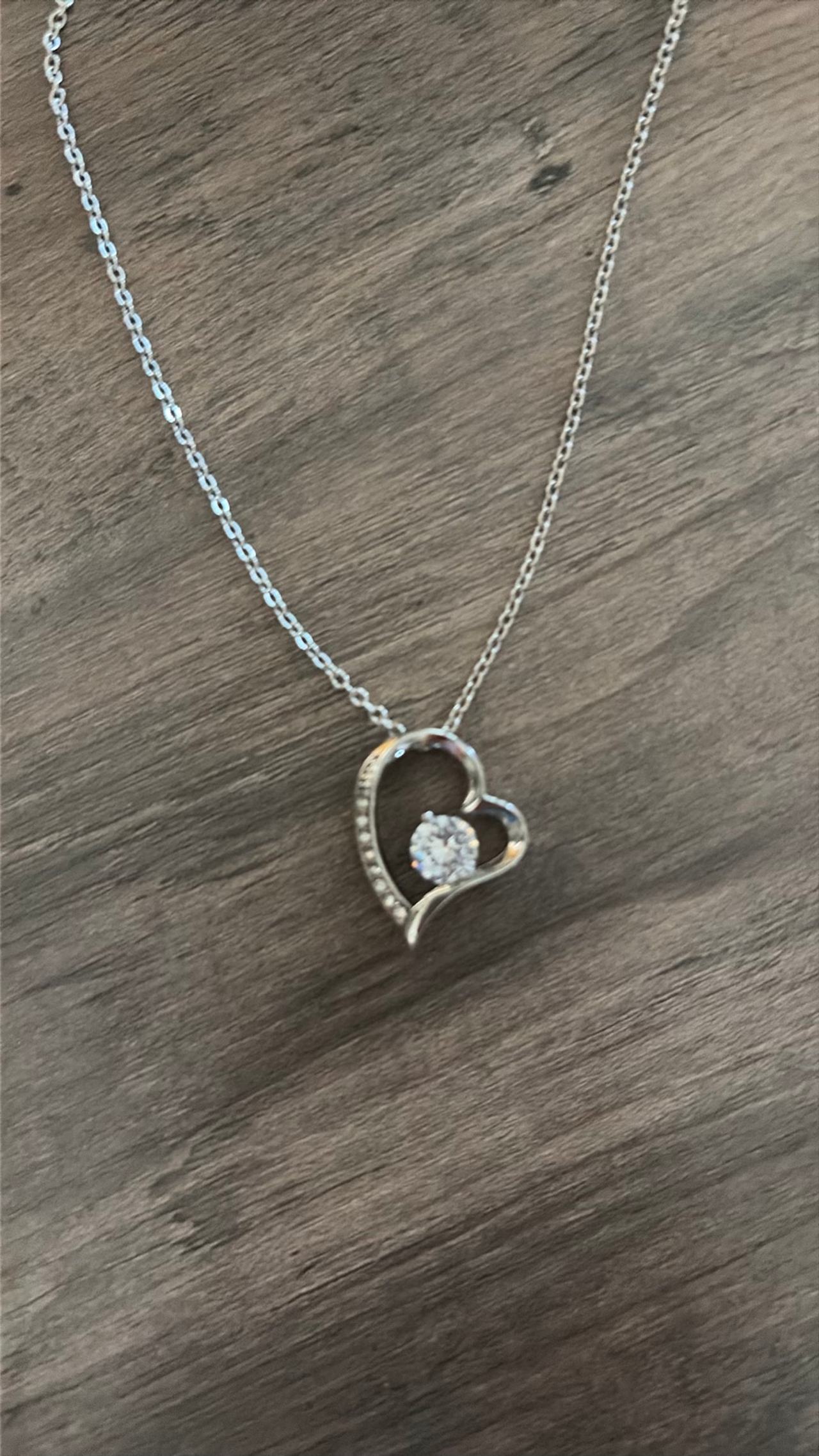Sterling Silver Cubic Zirconia Heart Pendant Necklace