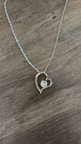Sterling Silver Cubic Zirconia Heart Pendant Necklace - Image 1