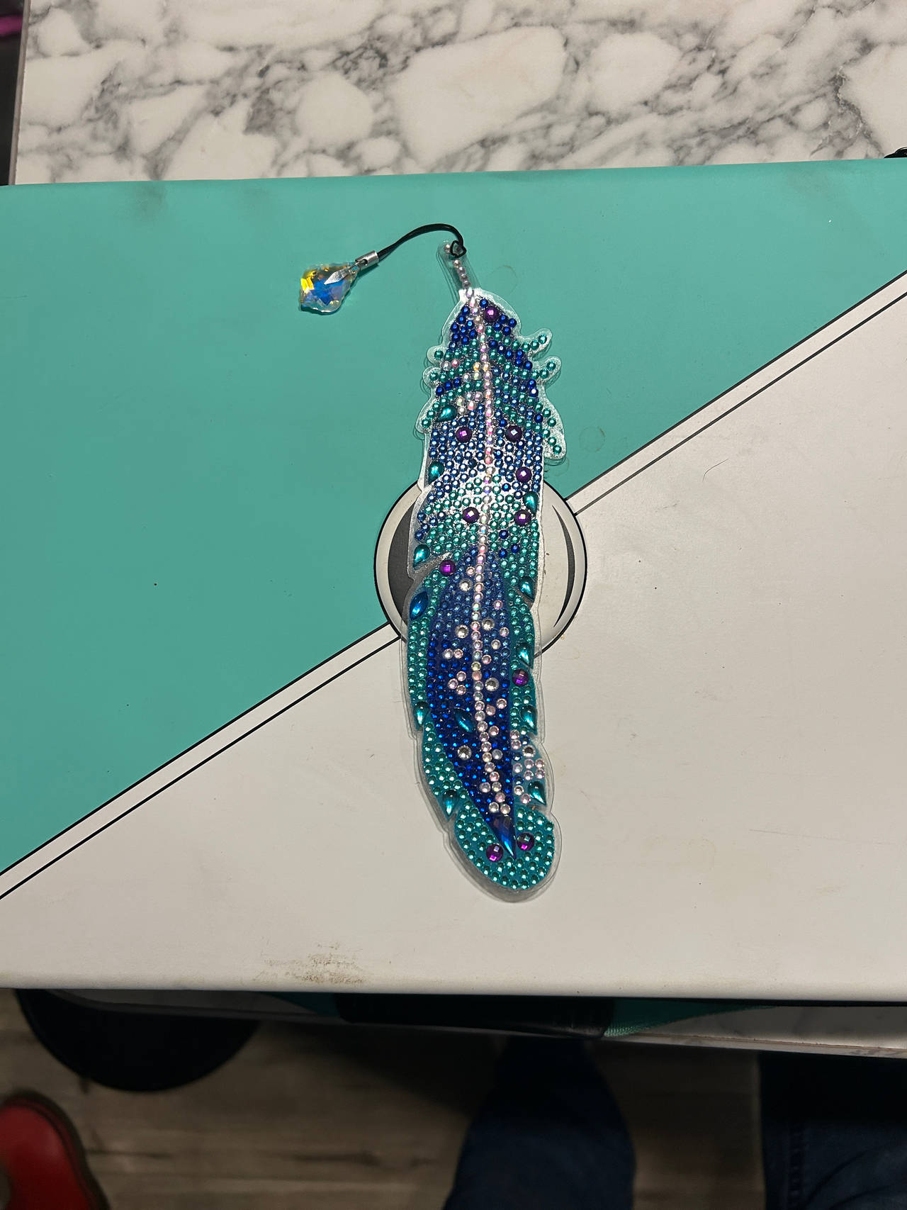Rhinestone Feather Bookmark