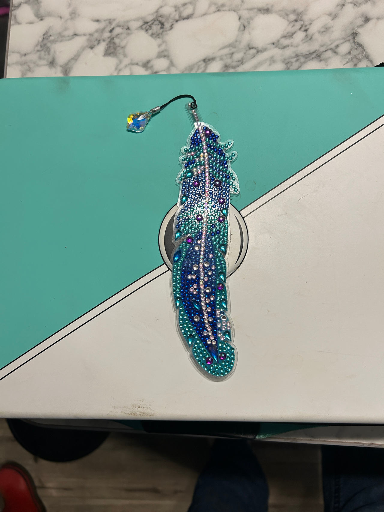 Rhinestone Feather Bookmark