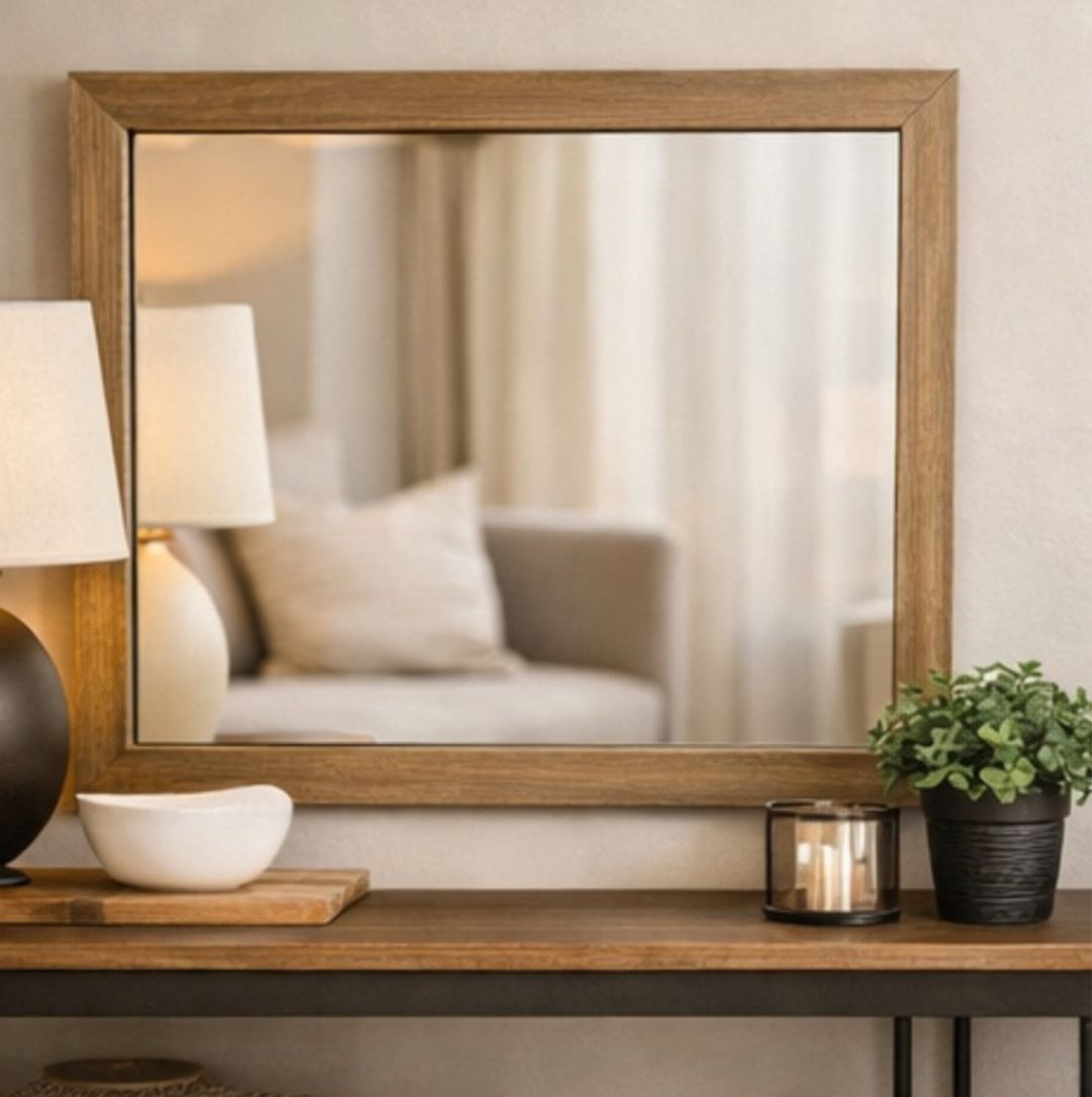 Large Wall Mirror Distressed Light Pine