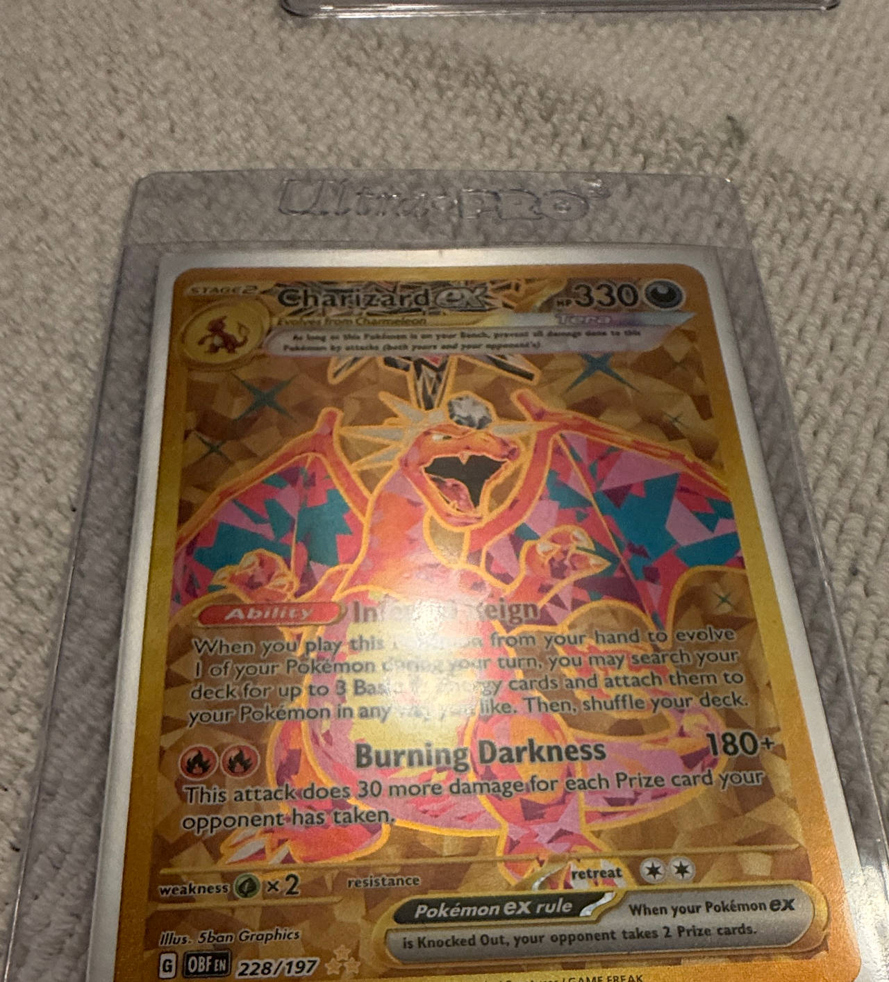 Pokémon TCG Charizard ex Obsidian Flames 228/197 Gold Hyper Rare