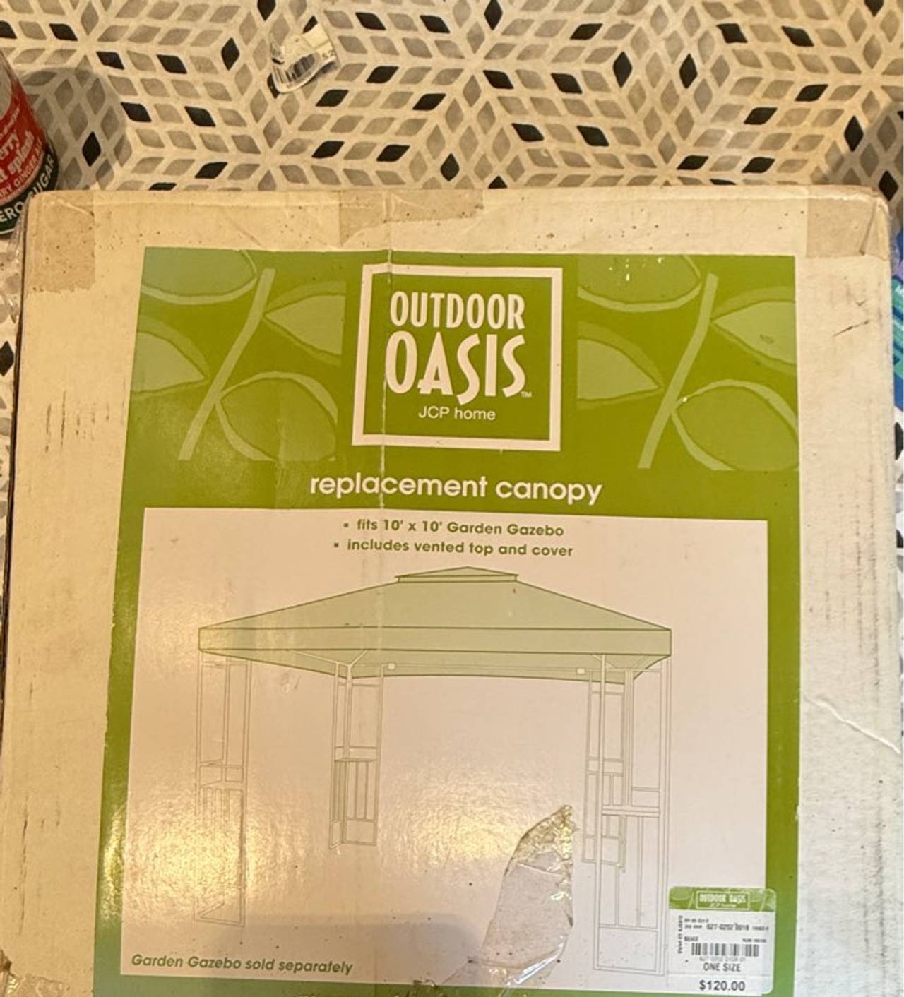 Garden Gazebo Replacement Canopy  10x10 Outdoor Oasis Sunshade Cover msrp $120