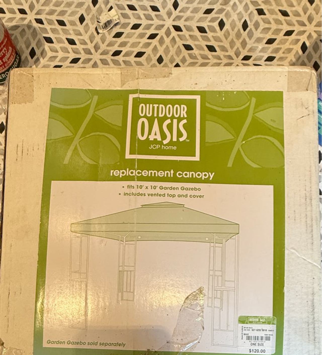 Garden Gazebo Replacement Canopy  10x10 Outdoor Oasis Sunshade Cover msrp $120