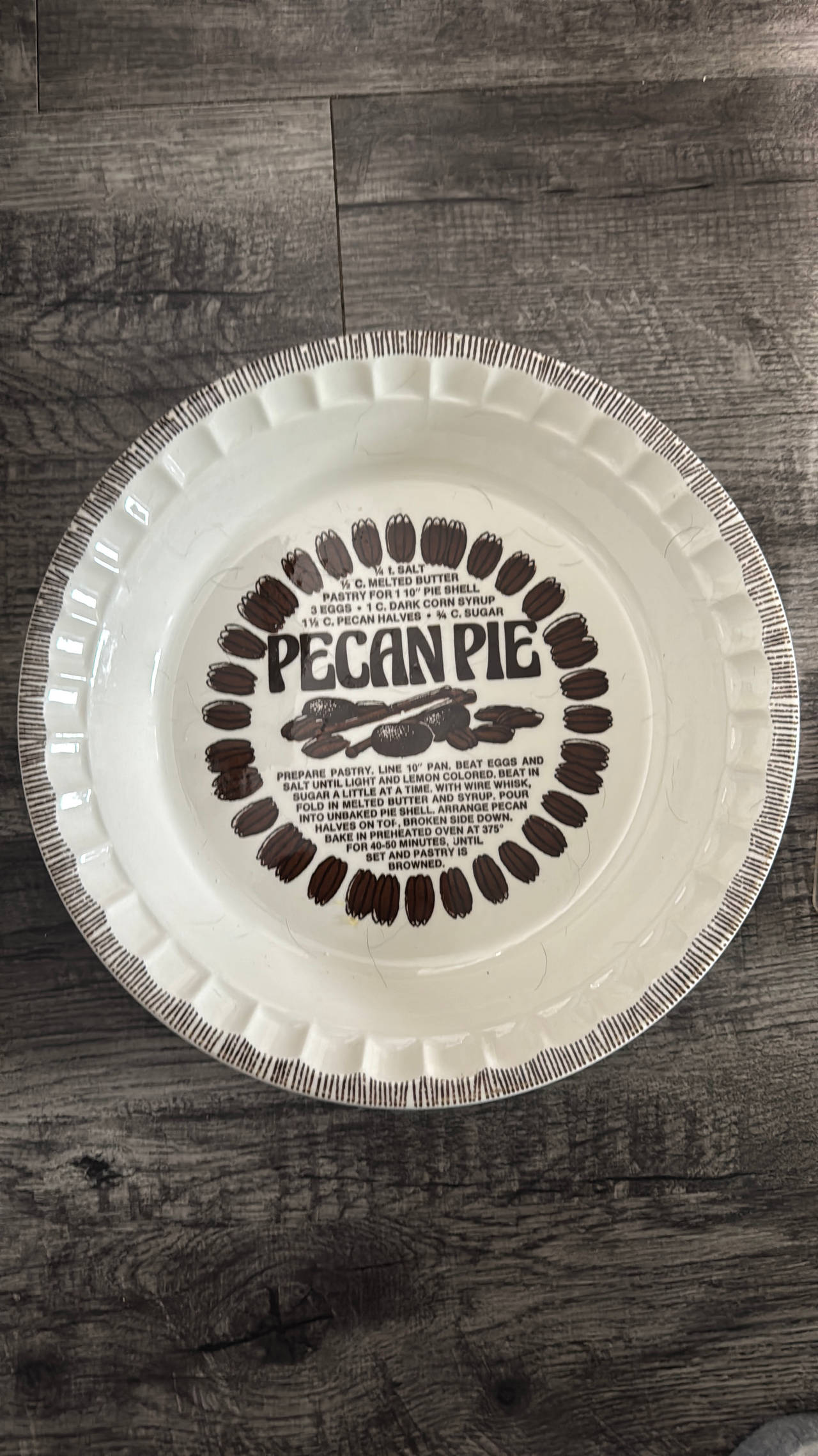 Royal China Pecan Pie Recipe Plate