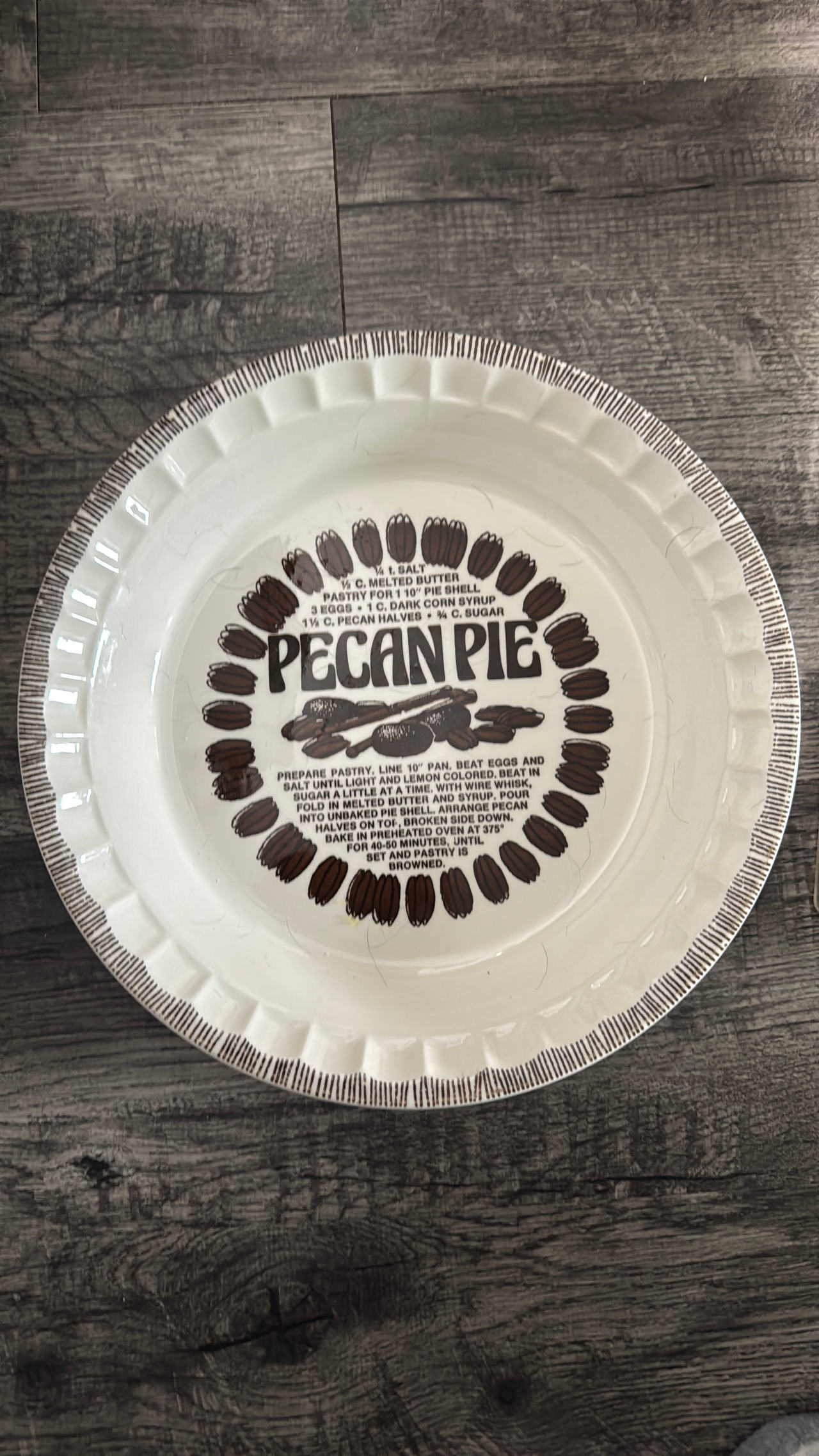 Royal China Pecan Pie Recipe Plate